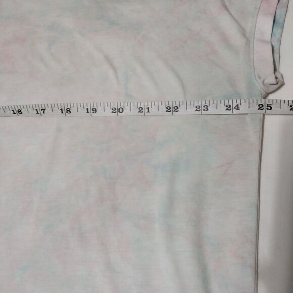 Zelos top Womens Large white pink blue tie dye t-shirt Athleisure Workout Retro - Picture 5 of 6